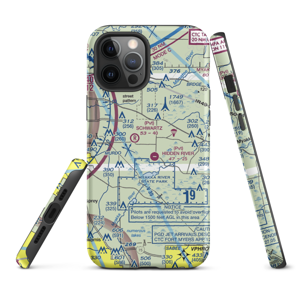 Lowe's Airport (FA77) VFR Sectional  Tough iPhone Case iPhone 12 Pro Max model shown