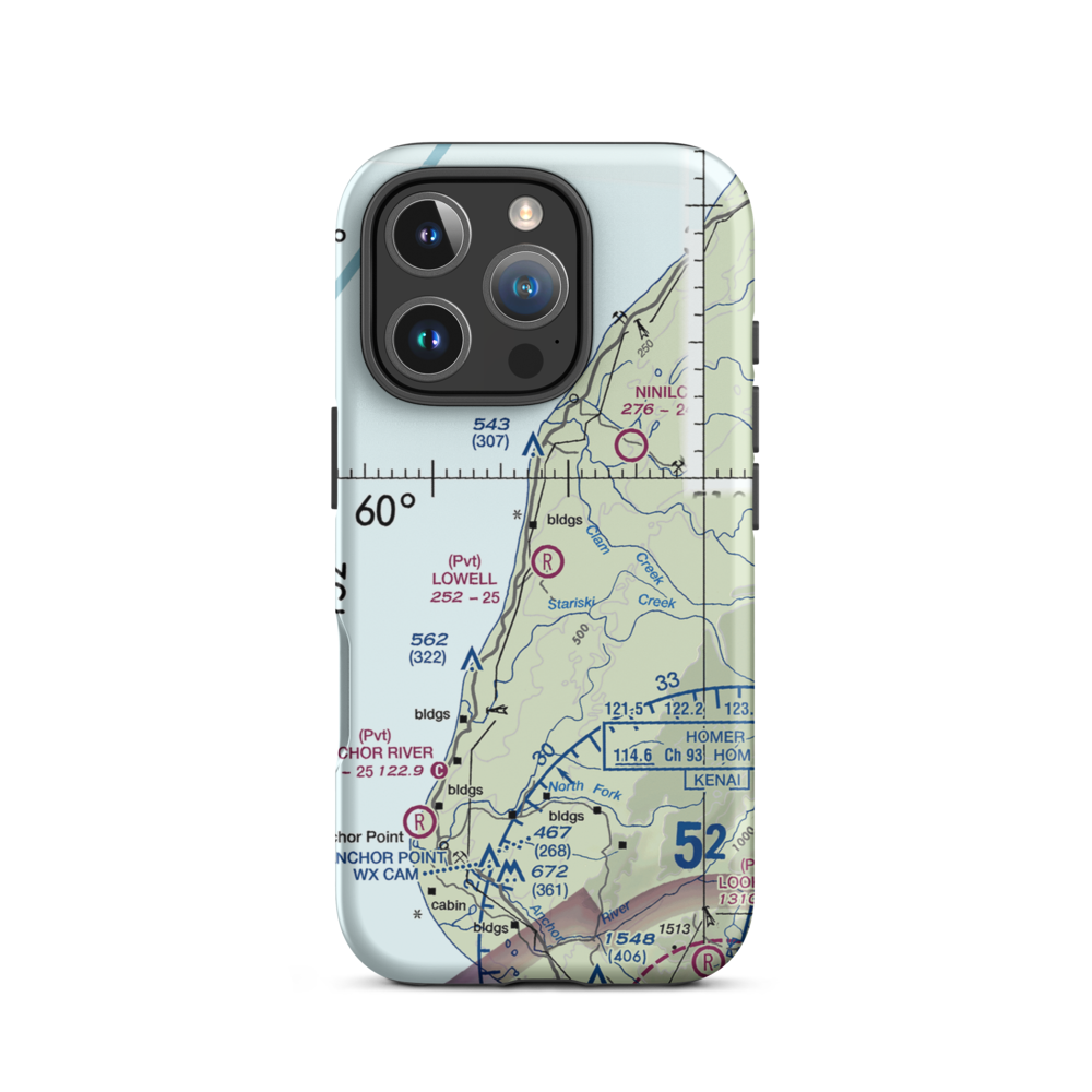Lowell Field (00AK) VFR Sectional  Tough iPhone Case iPhone 16 Pro model shown