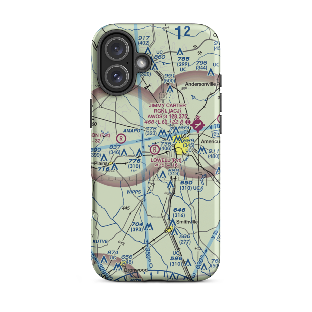 Lowell Field (9GA5) VFR Sectional  Tough iPhone Case iPhone 16 Plus model shown