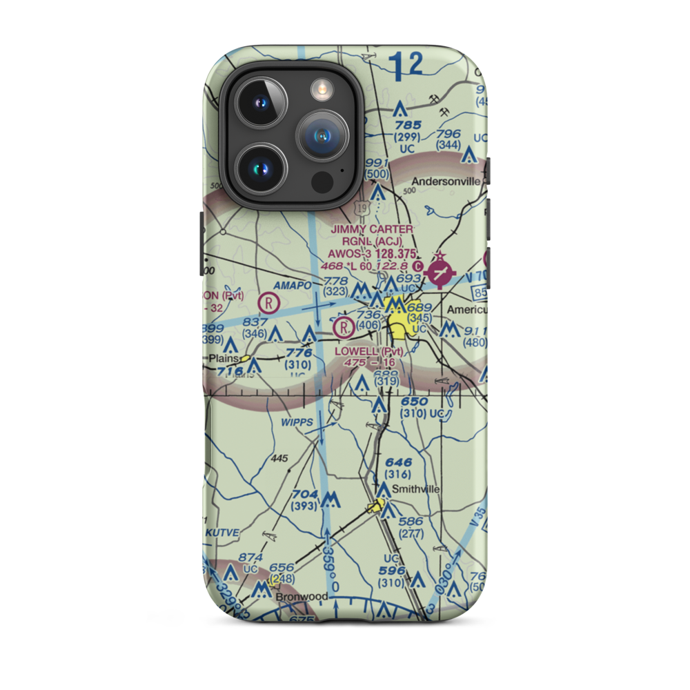 Lowell Field (9GA5) VFR Sectional  Tough iPhone Case iPhone 16 Pro Max model shown