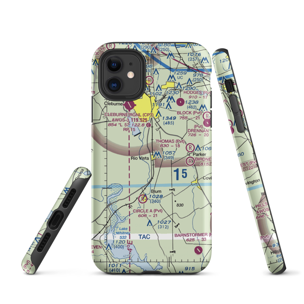 Lowell Smith Jr Airport (3TX6) VFR Sectional  Tough iPhone Case iPhone 11 model shown