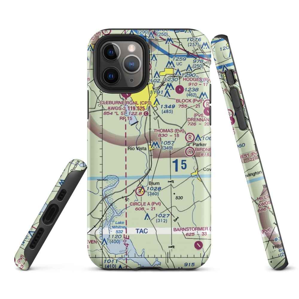 Lowell Smith Jr Airport (3TX6) VFR Sectional  Tough iPhone Case iPhone 11 Pro model shown