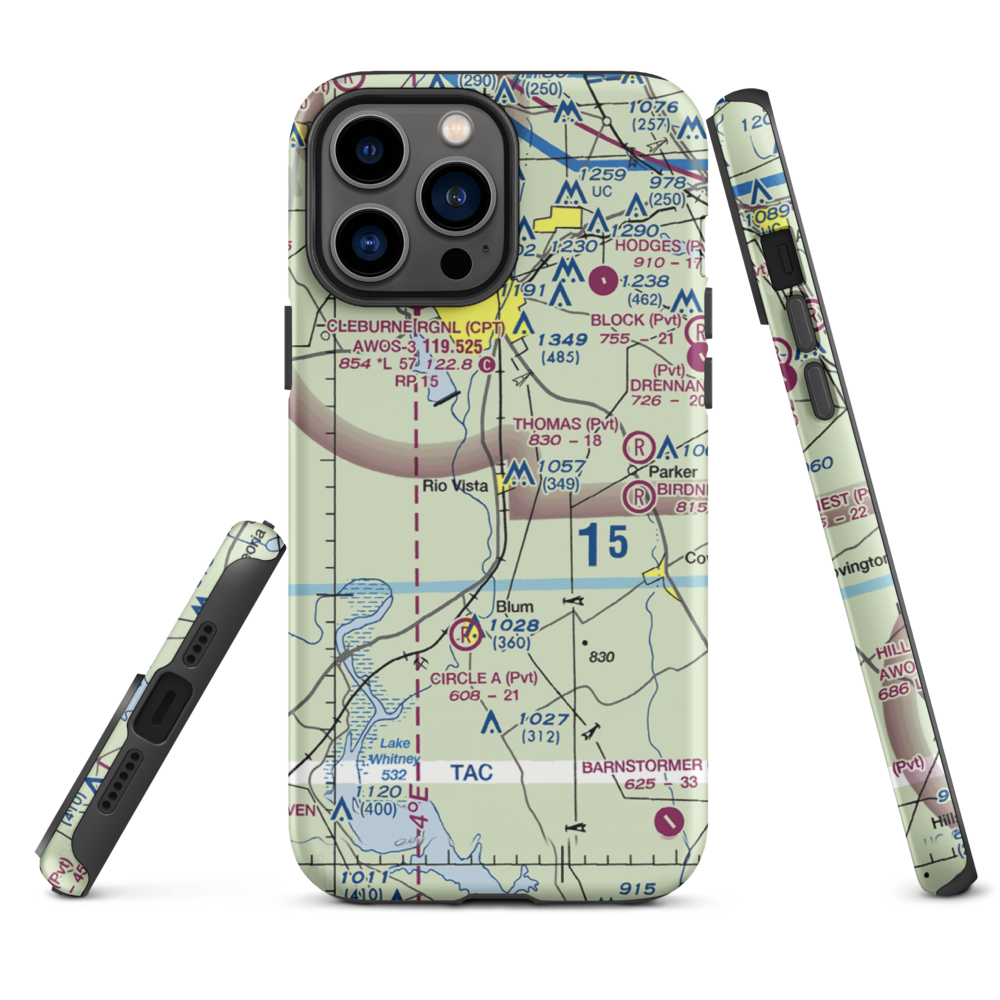 Lowell Smith Jr Airport (3TX6) VFR Sectional  Tough iPhone Case iPhone 13 Pro Max model shown