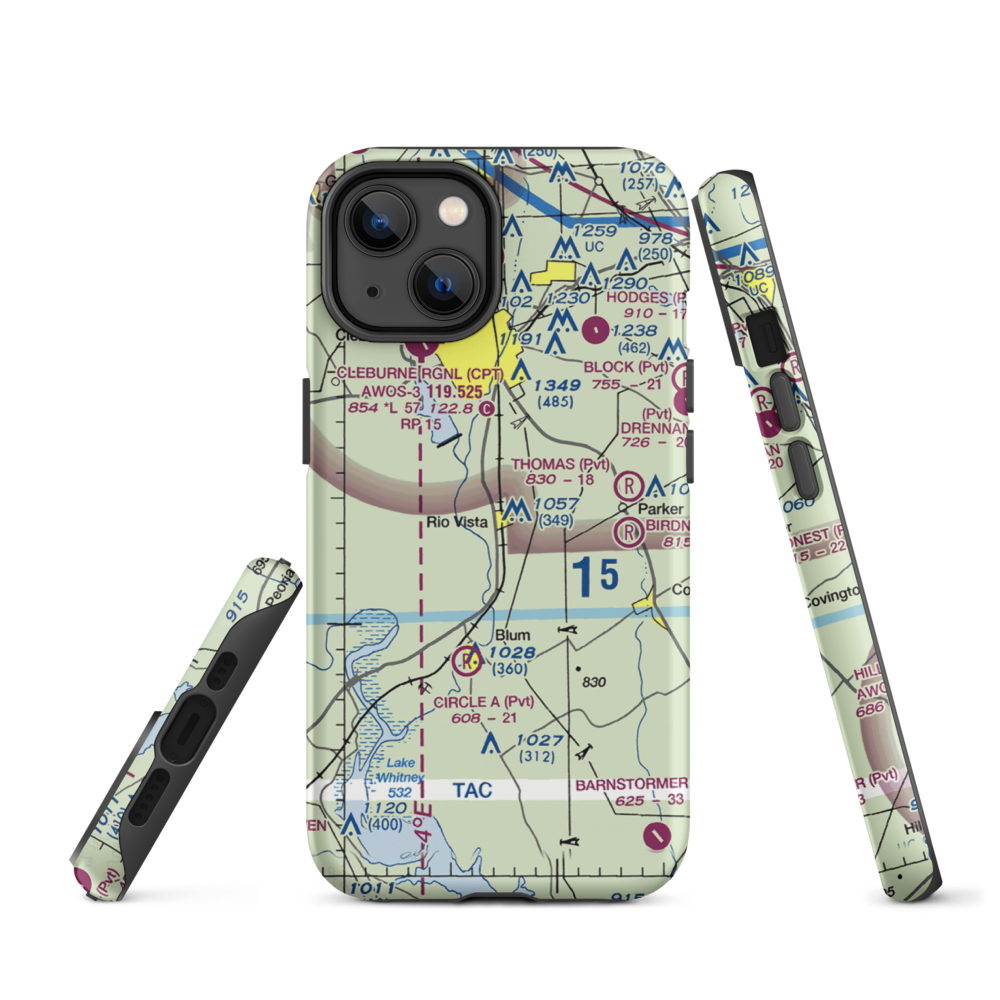 Lowell Smith Jr Airport (3TX6) VFR Sectional  Tough iPhone Case iPhone 14 model shown