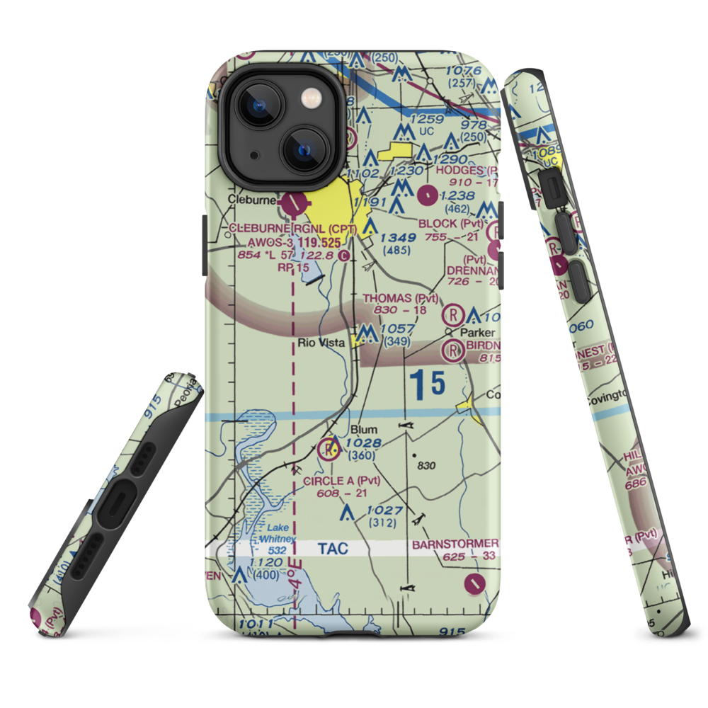 Lowell Smith Jr Airport (3TX6) VFR Sectional  Tough iPhone Case iPhone 14 Plus model shown