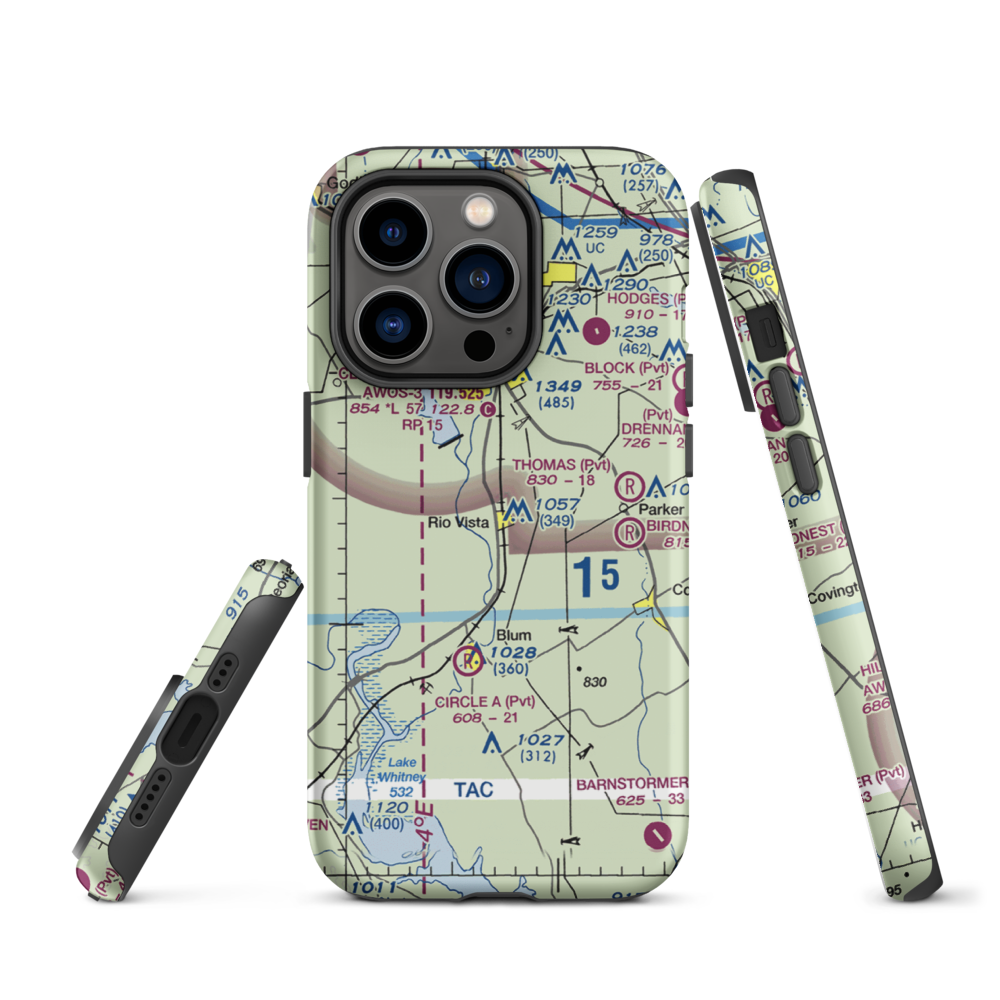 Lowell Smith Jr Airport (3TX6) VFR Sectional  Tough iPhone Case iPhone 14 Pro model shown