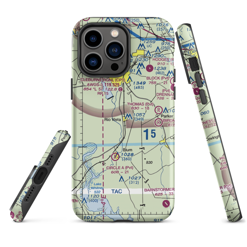 Lowell Smith Jr Airport (3TX6) VFR Sectional  Tough iPhone Case iPhone 14 Pro Max model shown