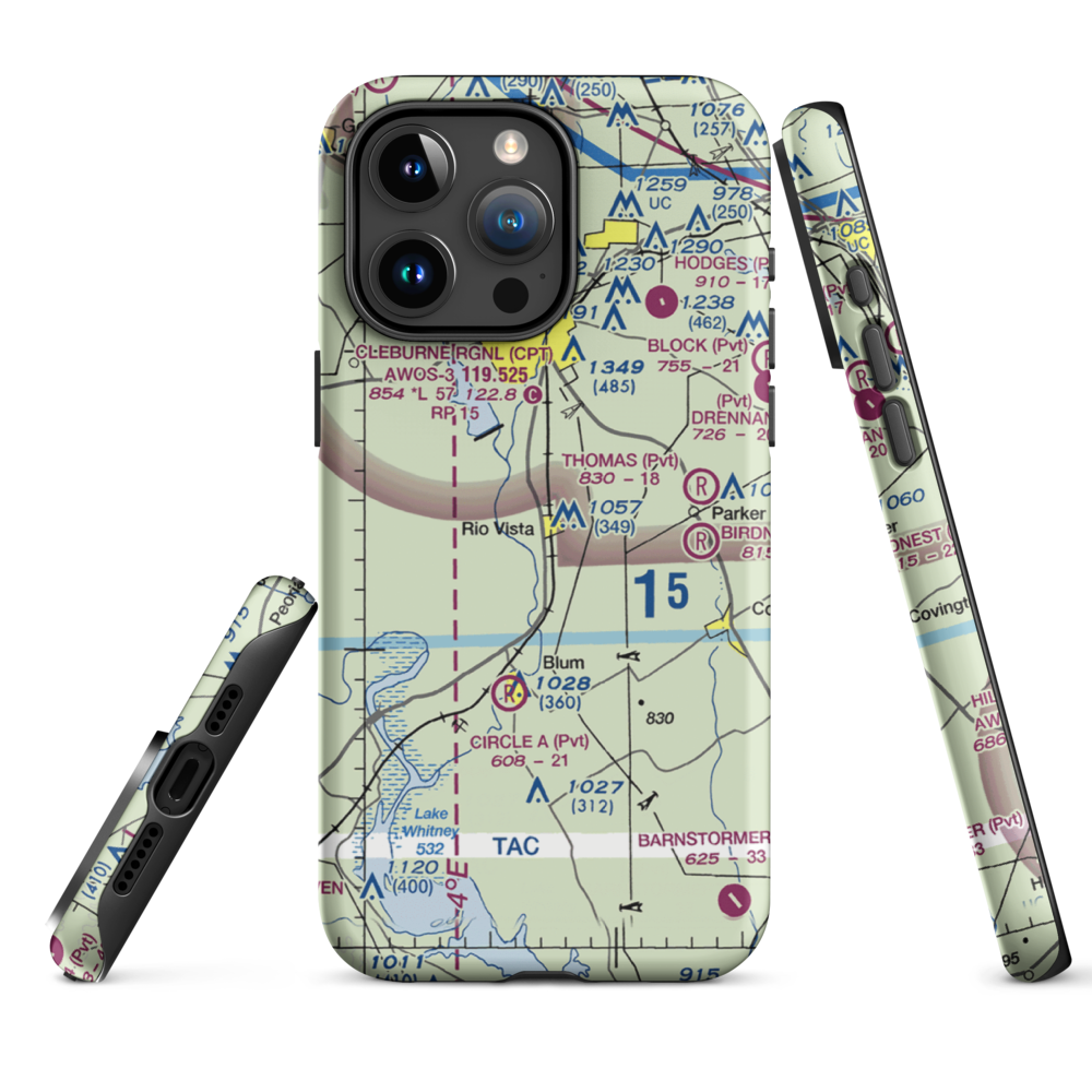 Lowell Smith Jr Airport (3TX6) VFR Sectional  Tough iPhone Case iPhone 15 Pro Max model shown
