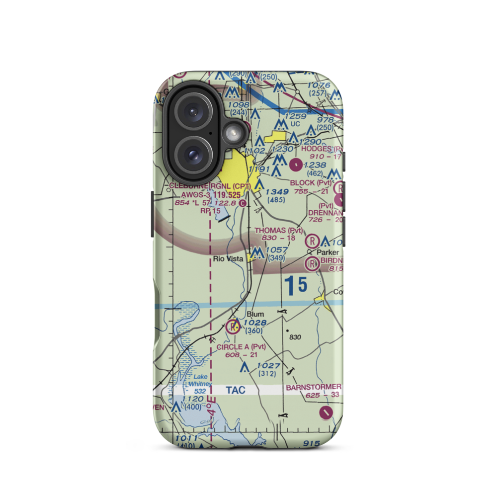 Lowell Smith Jr Airport (3TX6) VFR Sectional  Tough iPhone Case iPhone 16 model shown