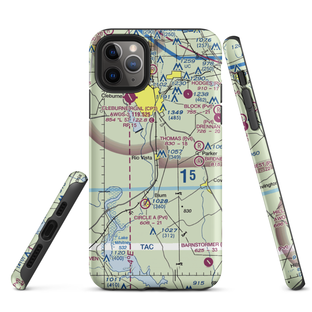 Lowell Smith Jr Airport (3TX6) VFR Sectional  Tough iPhone Case iPhone 11 Pro Max model shown