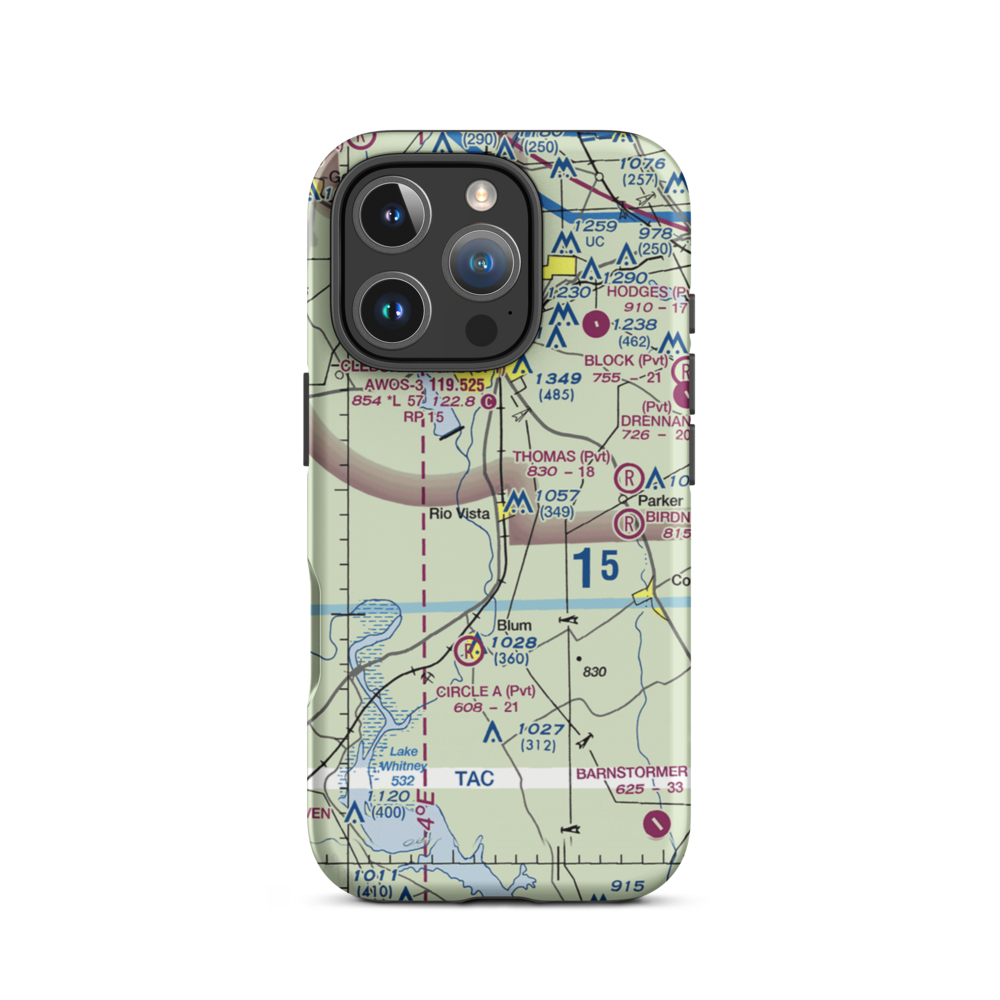 Lowell Smith Jr Airport (3TX6) VFR Sectional  Tough iPhone Case iPhone 16 Pro model shown