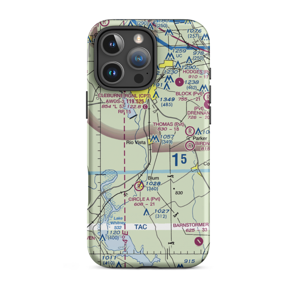 Lowell Smith Jr Airport (3TX6) VFR Sectional  Tough iPhone Case iPhone 16 Pro Max model shown