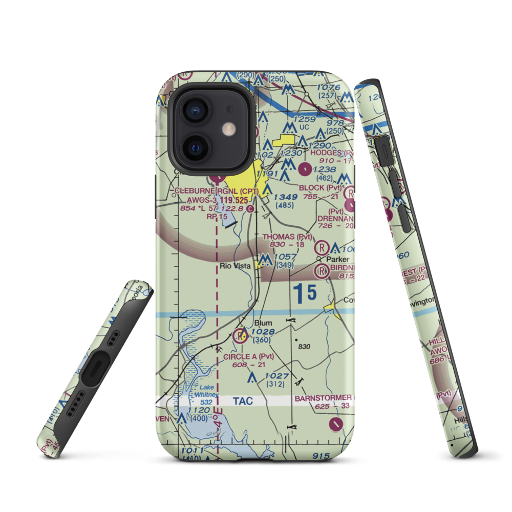 Lowell Smith Jr Airport (3TX6) VFR Sectional  Tough iPhone Case iPhone 12 model shown