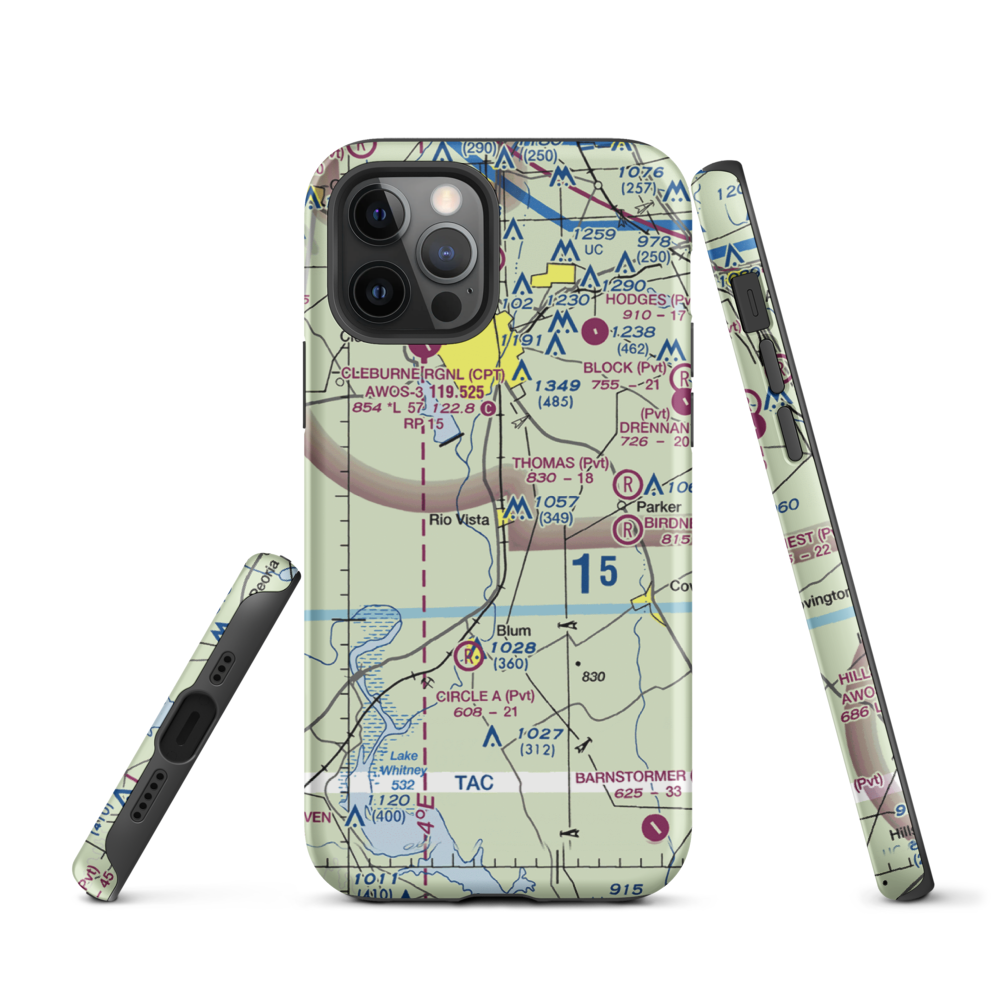 Lowell Smith Jr Airport (3TX6) VFR Sectional  Tough iPhone Case iPhone 12 Pro model shown