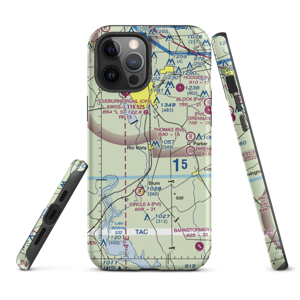 Lowell Smith Jr Airport (3TX6) VFR Sectional  Tough iPhone Case iPhone 12 Pro Max model shown
