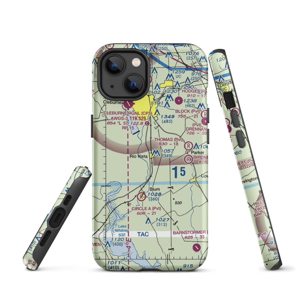 Lowell Smith Jr Airport (3TX6) VFR Sectional  Tough iPhone Case iPhone 13 model shown