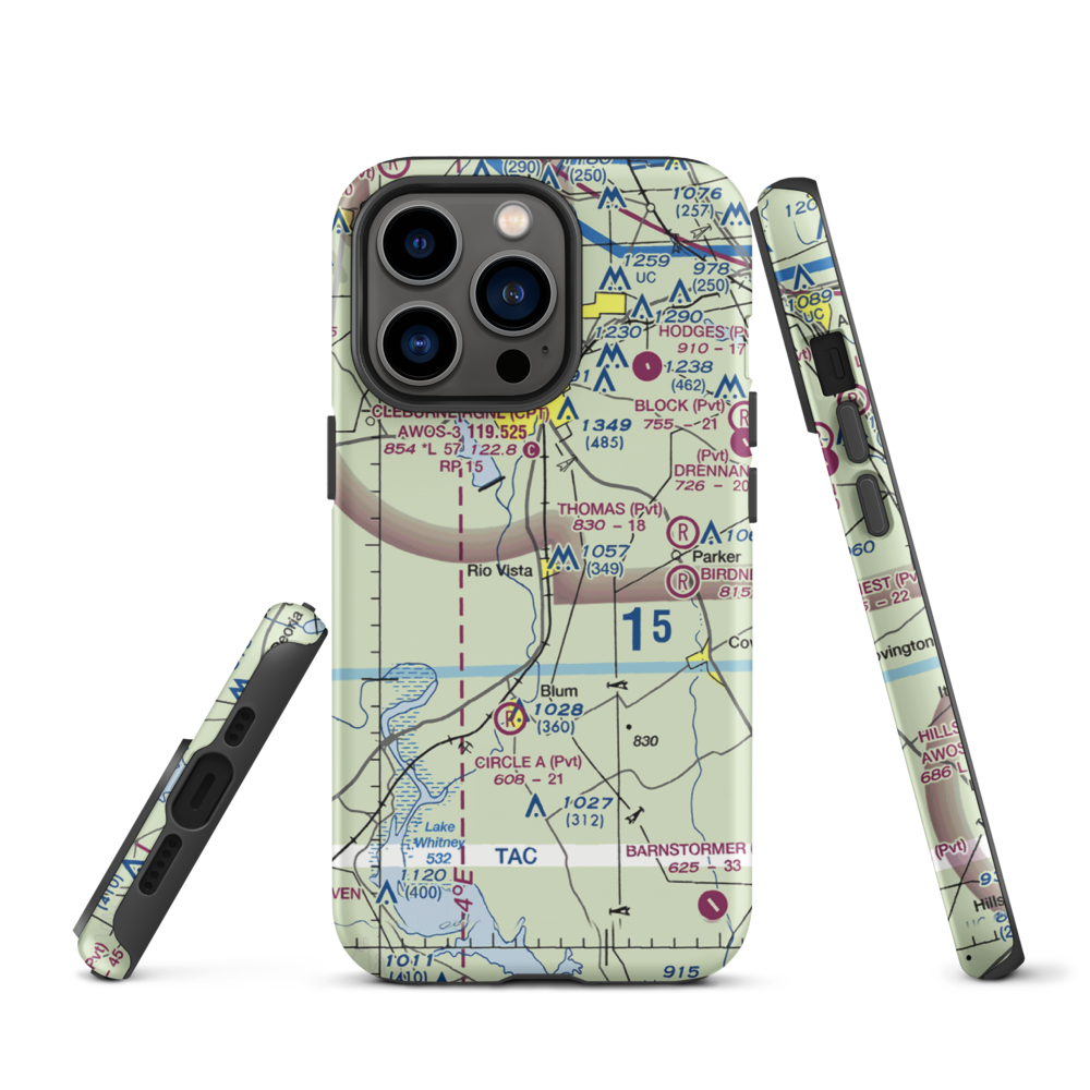Lowell Smith Jr Airport (3TX6) VFR Sectional  Tough iPhone Case iPhone 13 Pro model shown