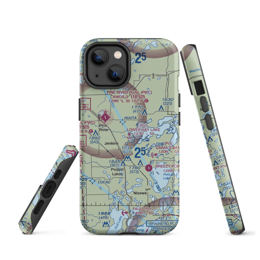 Lower Hay Lake Seaplane Base (0MN3) VFR Sectional  Tough iPhone Case iPhone 14 model shown