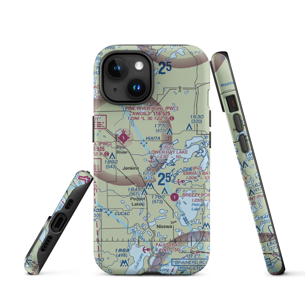 Lower Hay Lake Seaplane Base (0MN3) VFR Sectional  Tough iPhone Case iPhone 15 model shown