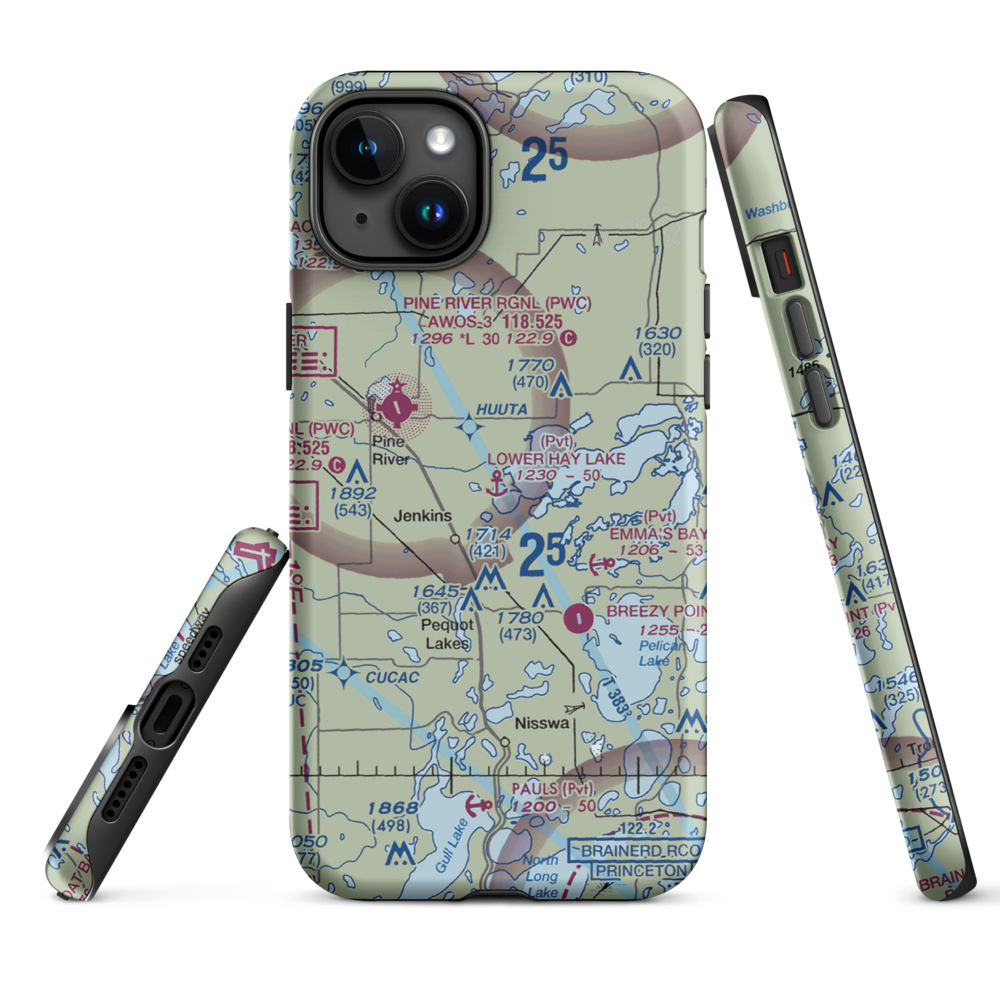 Lower Hay Lake Seaplane Base (0MN3) VFR Sectional  Tough iPhone Case iPhone 15 Plus model shown