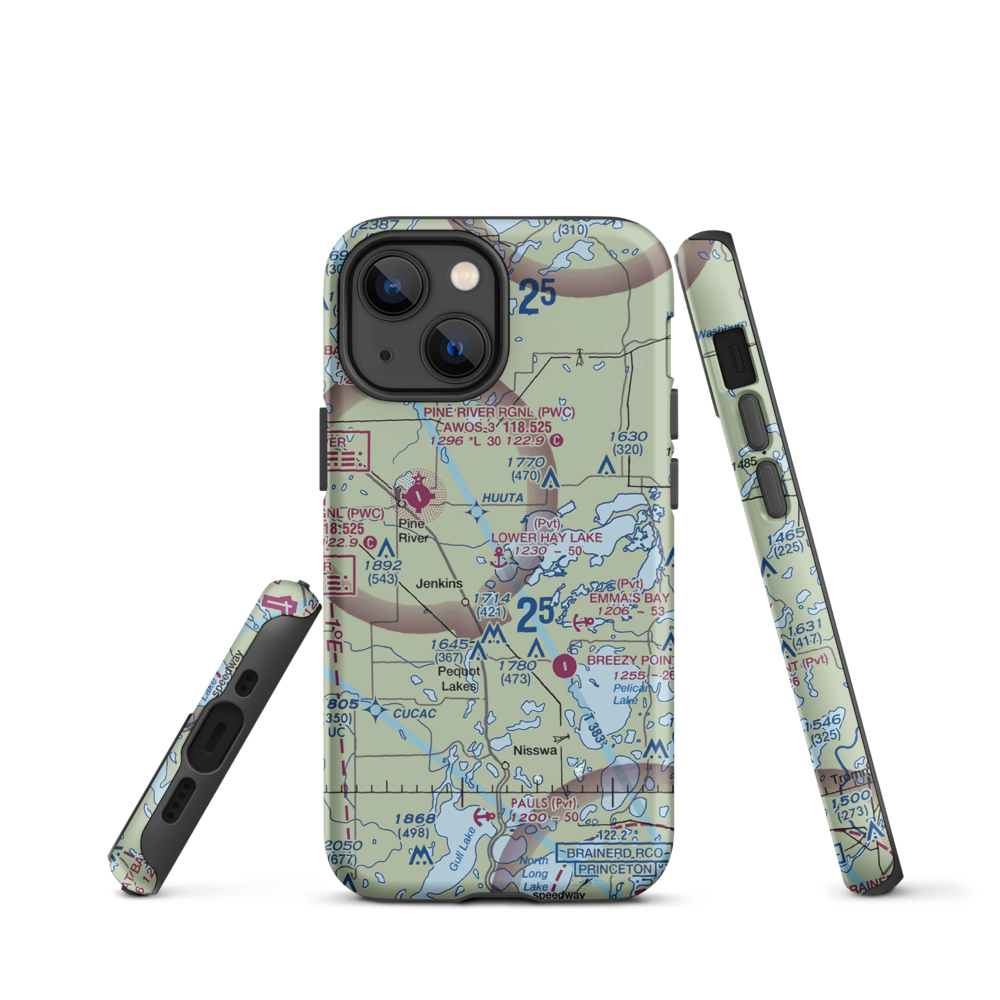 Lower Hay Lake Seaplane Base (0MN3) VFR Sectional  Tough iPhone Case iPhone 13 mini model shown