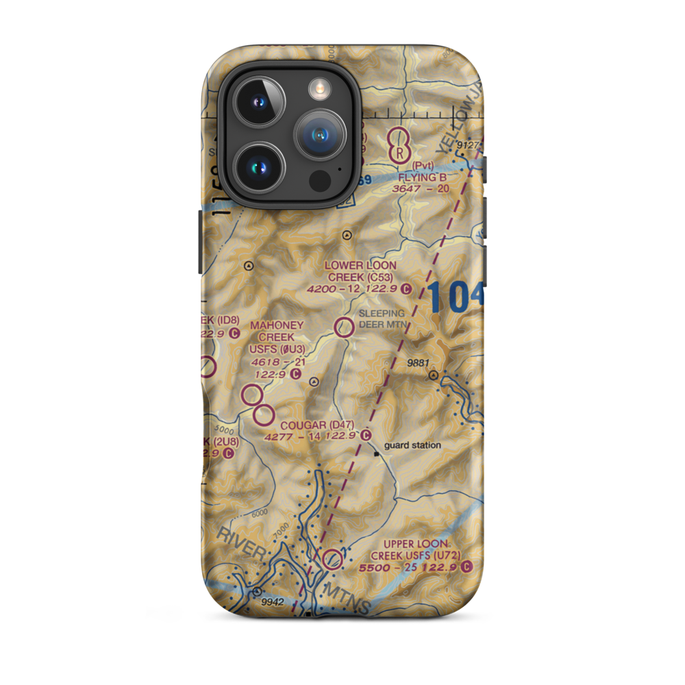 Lower Loon Creek Airport (C53) VFR Sectional  Tough iPhone Case iPhone 16 Pro Max model shown