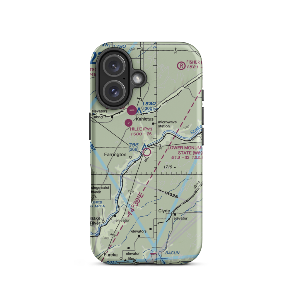 Lower Monumental State Airport (W09) VFR Sectional  Tough iPhone Case iPhone 16 model shown