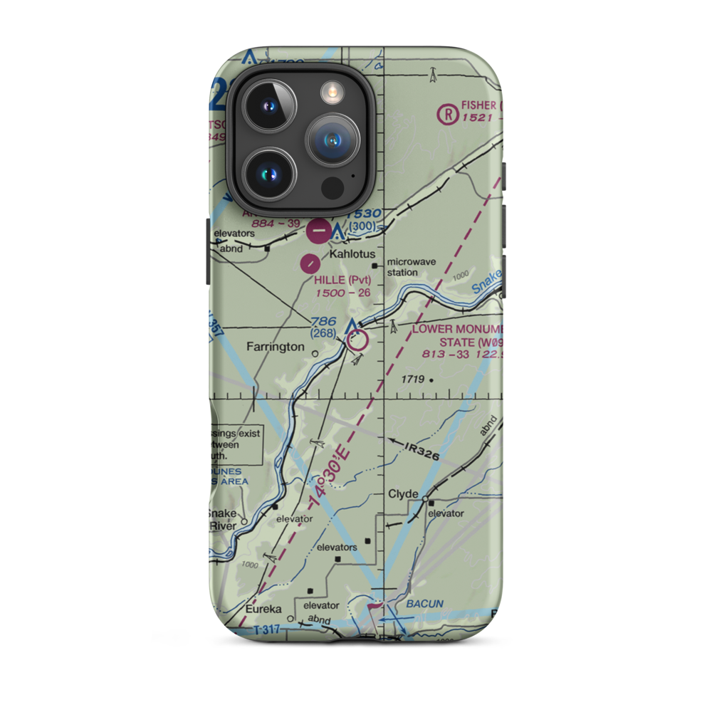 Lower Monumental State Airport (W09) VFR Sectional  Tough iPhone Case iPhone 16 Pro Max model shown