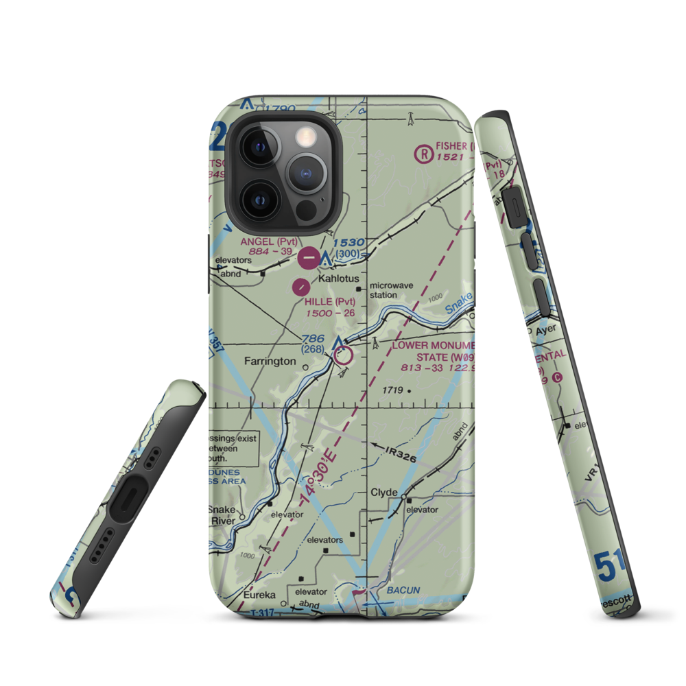 Lower Monumental State Airport (W09) VFR Sectional  Tough iPhone Case iPhone 12 Pro model shown