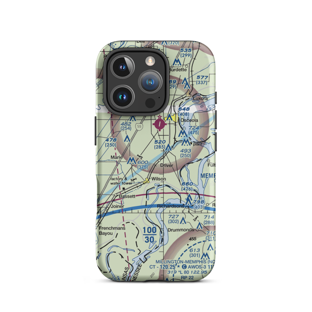 Lowrance Airport (64AR) VFR Sectional  Tough iPhone Case iPhone 16 Pro model shown