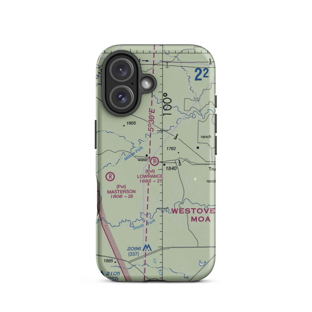 Lowrance Ranch Airport (26TX) VFR Sectional  Tough iPhone Case iPhone 16 model shown