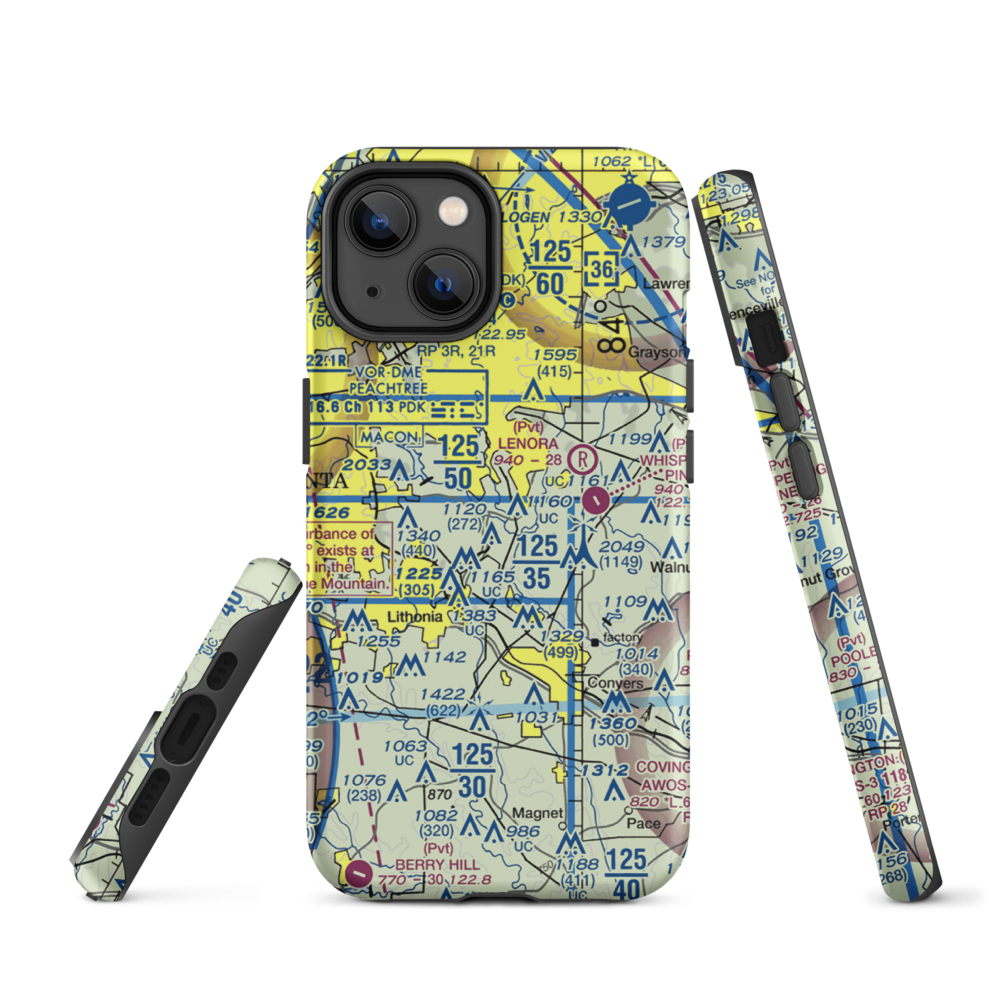 Lt World Airport (00GA) VFR Sectional  Tough iPhone Case iPhone 14 model shown
