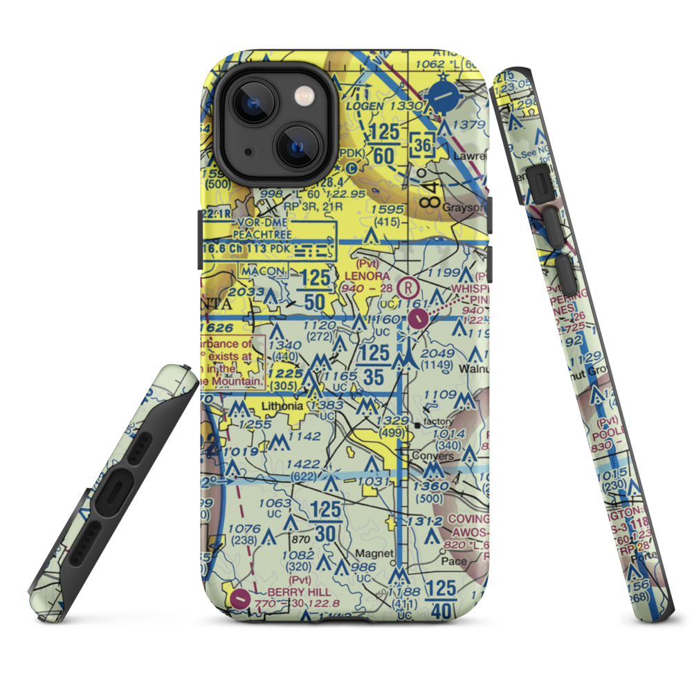 Lt World Airport (00GA) VFR Sectional  Tough iPhone Case iPhone 14 Plus model shown
