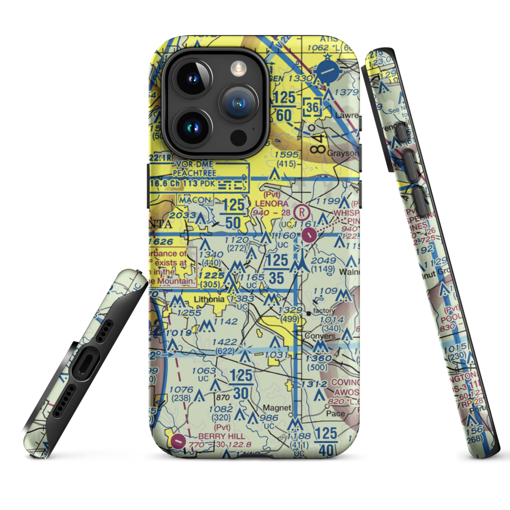 Lt World Airport (00GA) VFR Sectional  Tough iPhone Case iPhone 15 Pro Max model shown