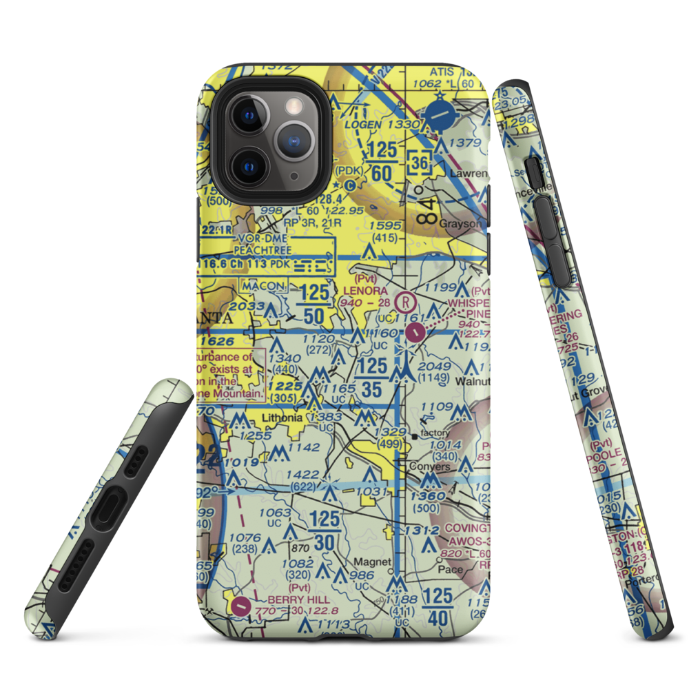 Lt World Airport (00GA) VFR Sectional  Tough iPhone Case iPhone 11 Pro Max model shown