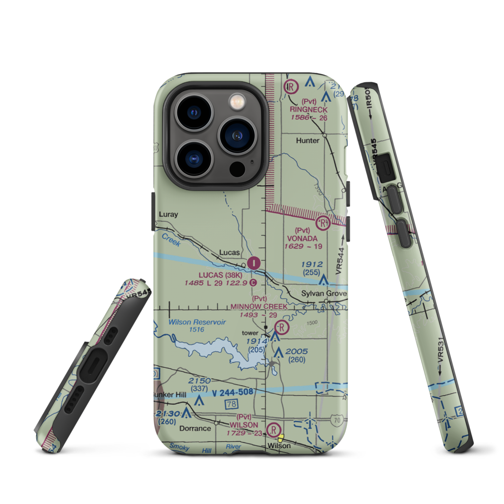Lucas Airport (38K) VFR Sectional  Tough iPhone Case iPhone 13 Pro model shown