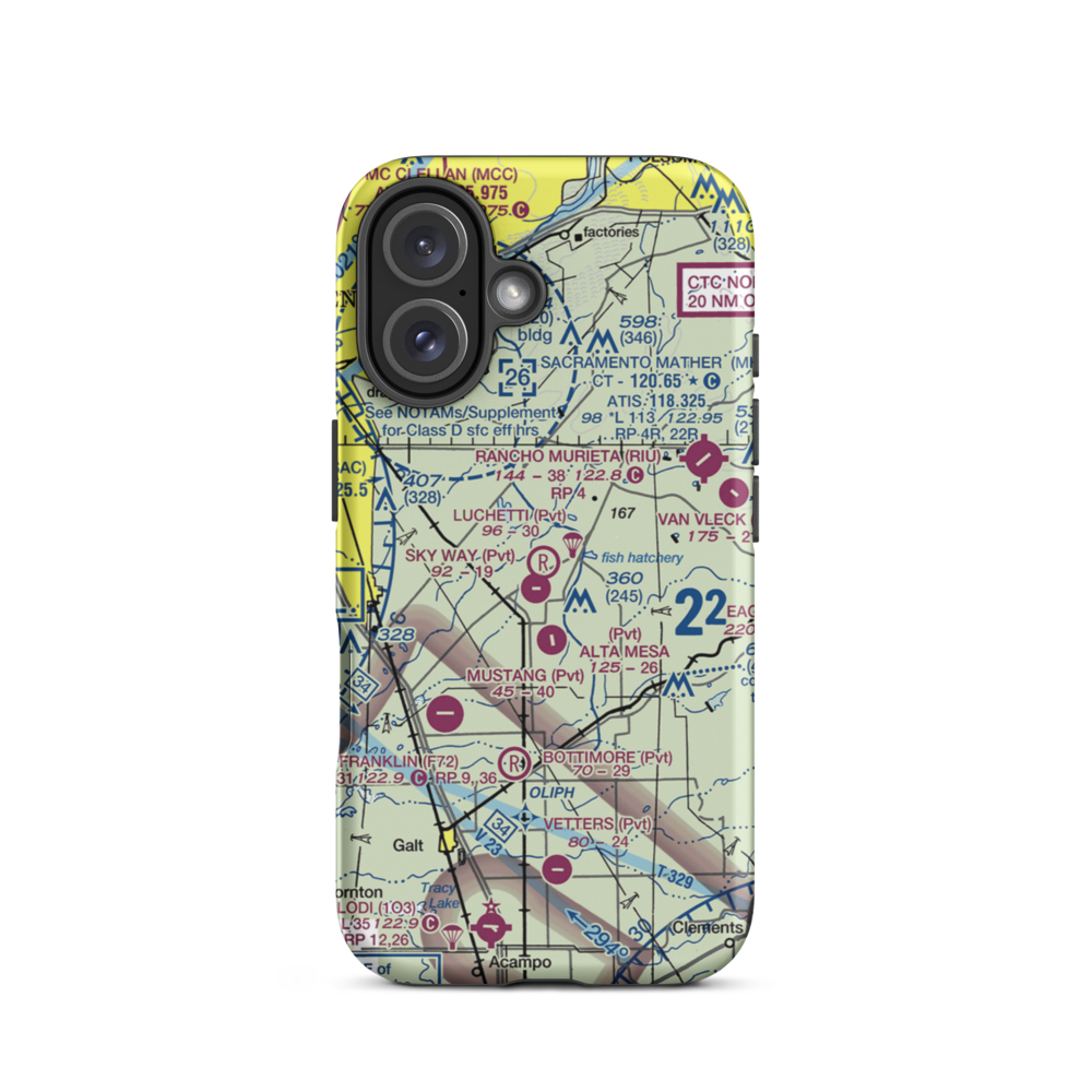 Lucchetti Ranch Airport (8CL2) VFR Sectional  Tough iPhone Case iPhone 16 model shown