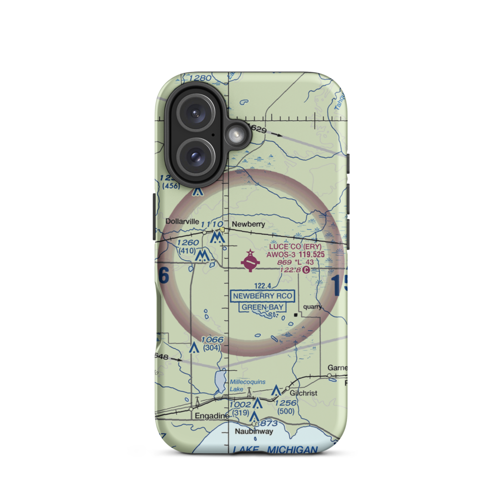 Luce County Airport (ERY) VFR Sectional  Tough iPhone Case iPhone 16 model shown