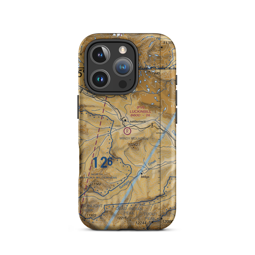 Luckinbill Airstrip (WY06) VFR Sectional  Tough iPhone Case iPhone 16 Pro model shown