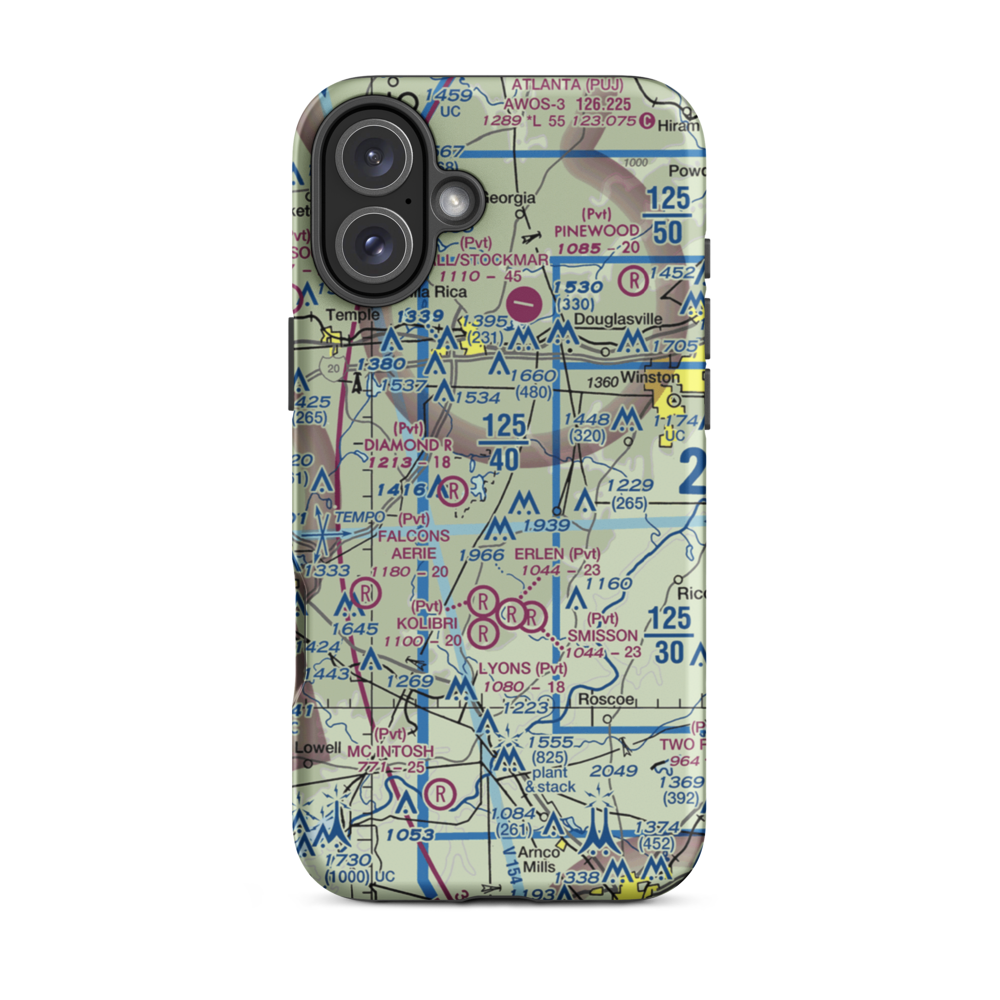 Lucky Lairds Landing Airport (81GA) VFR Sectional  Tough iPhone Case iPhone 16 Plus model shown