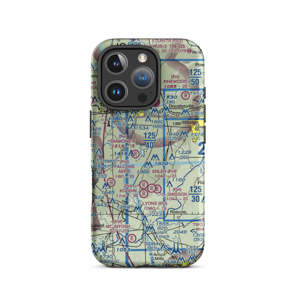 Lucky Lairds Landing Airport (81GA) VFR Sectional  Tough iPhone Case iPhone 16 Pro model shown