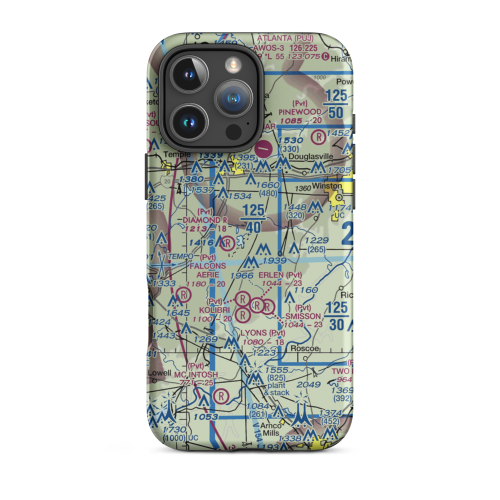 Lucky Lairds Landing Airport (81GA) VFR Sectional  Tough iPhone Case iPhone 16 Pro Max model shown