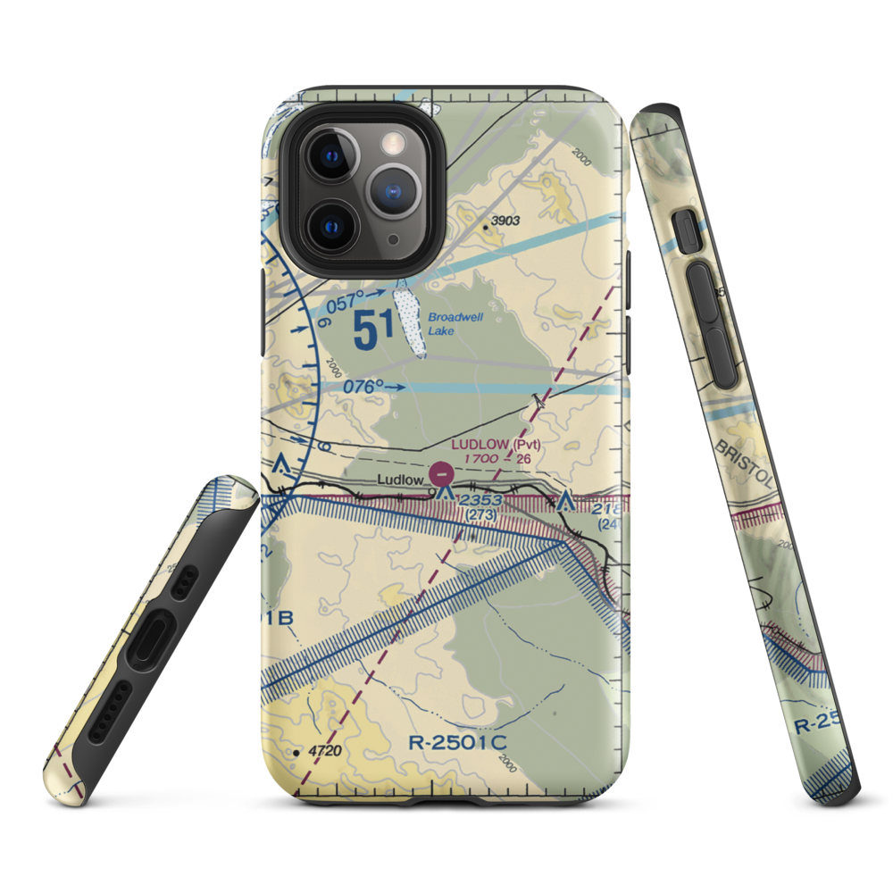 Ludlow Airport (5CA4) VFR Sectional  Tough iPhone Case iPhone 11 Pro model shown