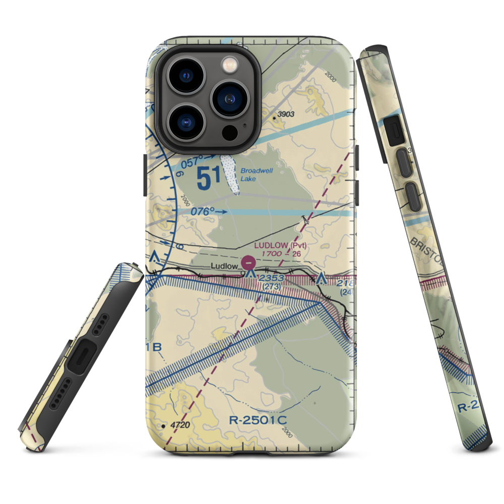 Ludlow Airport (5CA4) VFR Sectional  Tough iPhone Case iPhone 13 Pro Max model shown