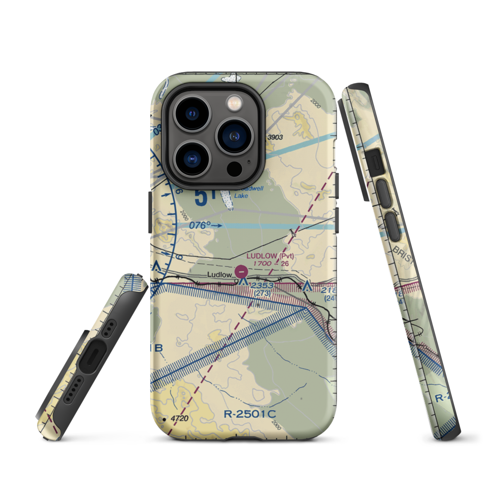 Ludlow Airport (5CA4) VFR Sectional  Tough iPhone Case iPhone 14 Pro model shown