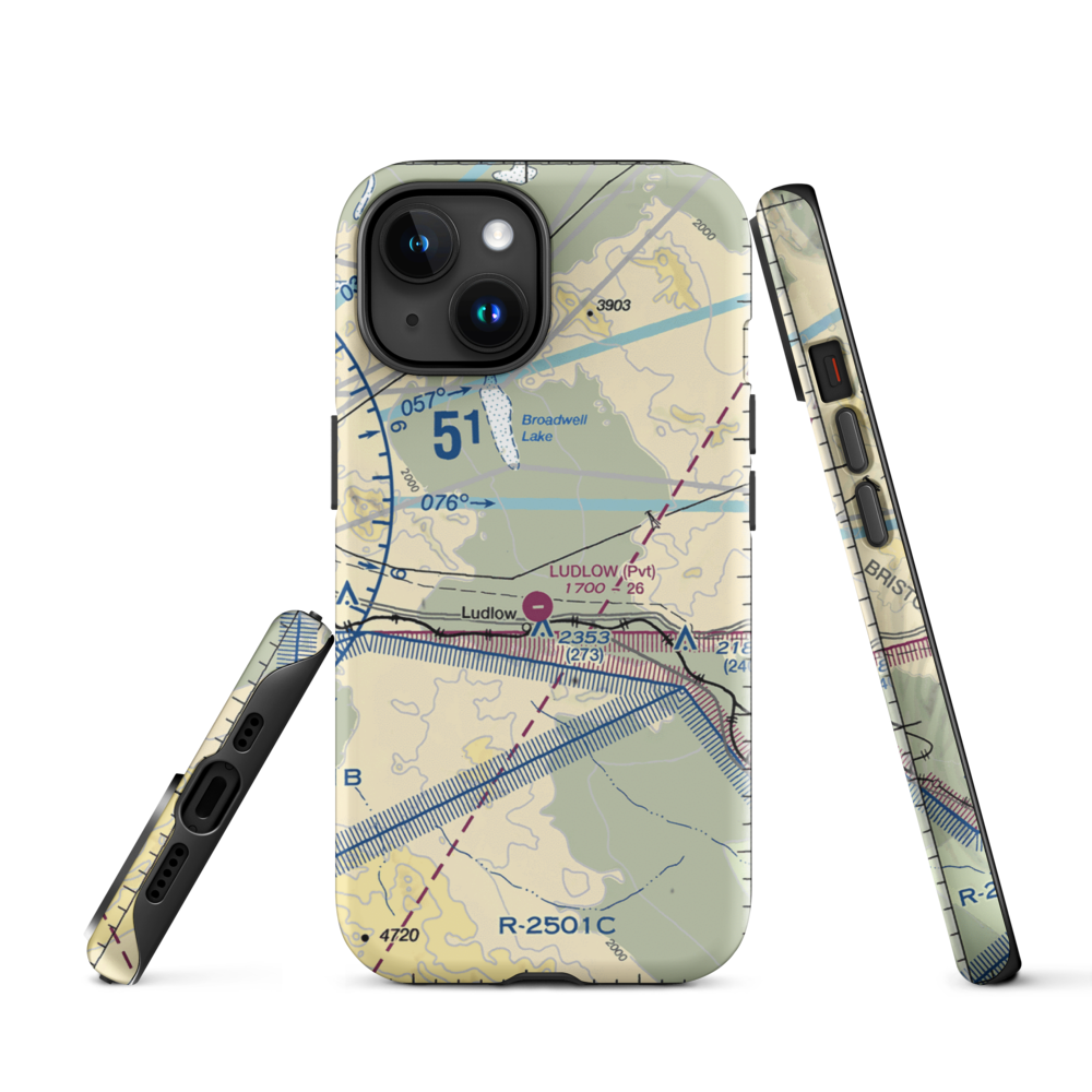 Ludlow Airport (5CA4) VFR Sectional  Tough iPhone Case iPhone 15 model shown