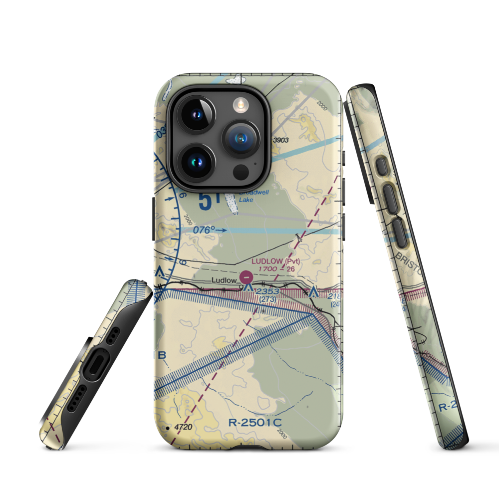 Ludlow Airport (5CA4) VFR Sectional  Tough iPhone Case iPhone 15 Pro model shown
