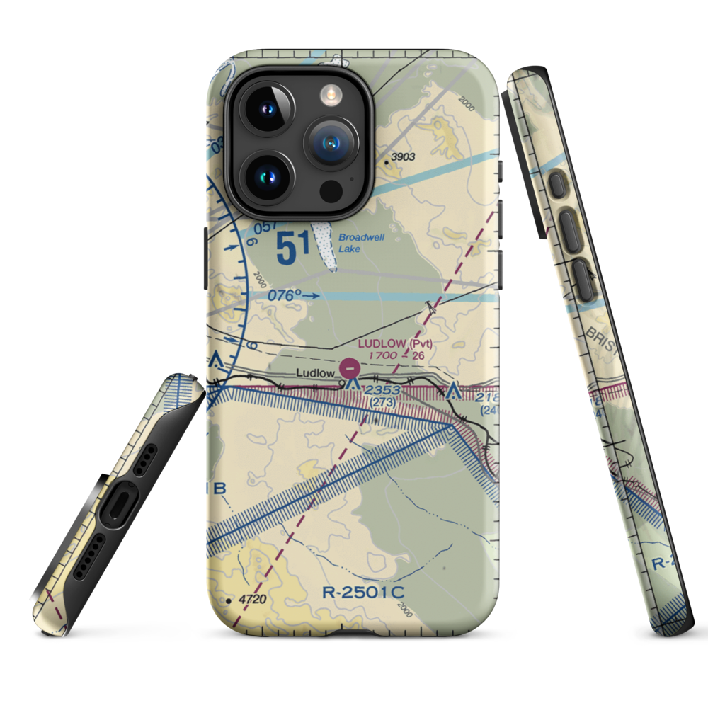 Ludlow Airport (5CA4) VFR Sectional  Tough iPhone Case iPhone 15 Pro Max model shown