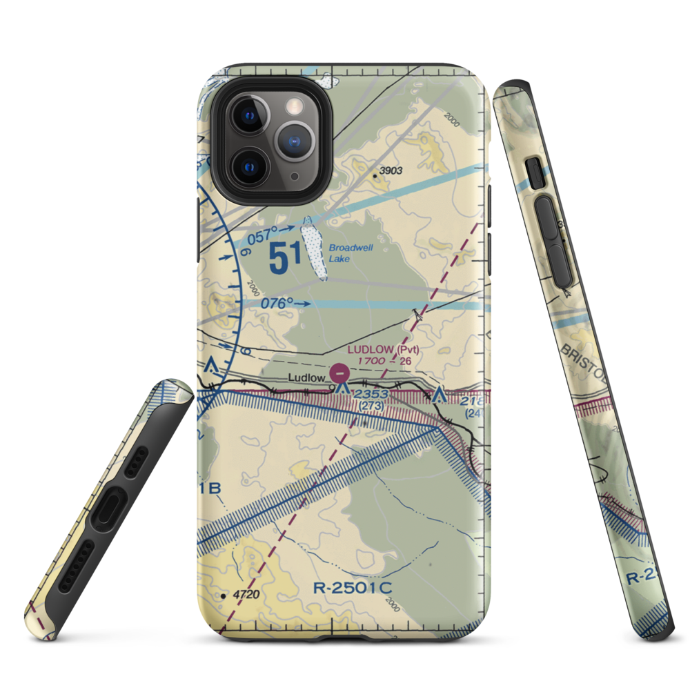 Ludlow Airport (5CA4) VFR Sectional  Tough iPhone Case iPhone 11 Pro Max model shown