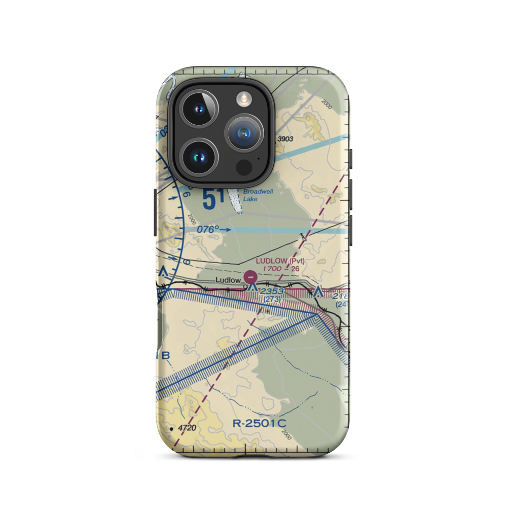 Ludlow Airport (5CA4) VFR Sectional  Tough iPhone Case iPhone 16 Pro model shown